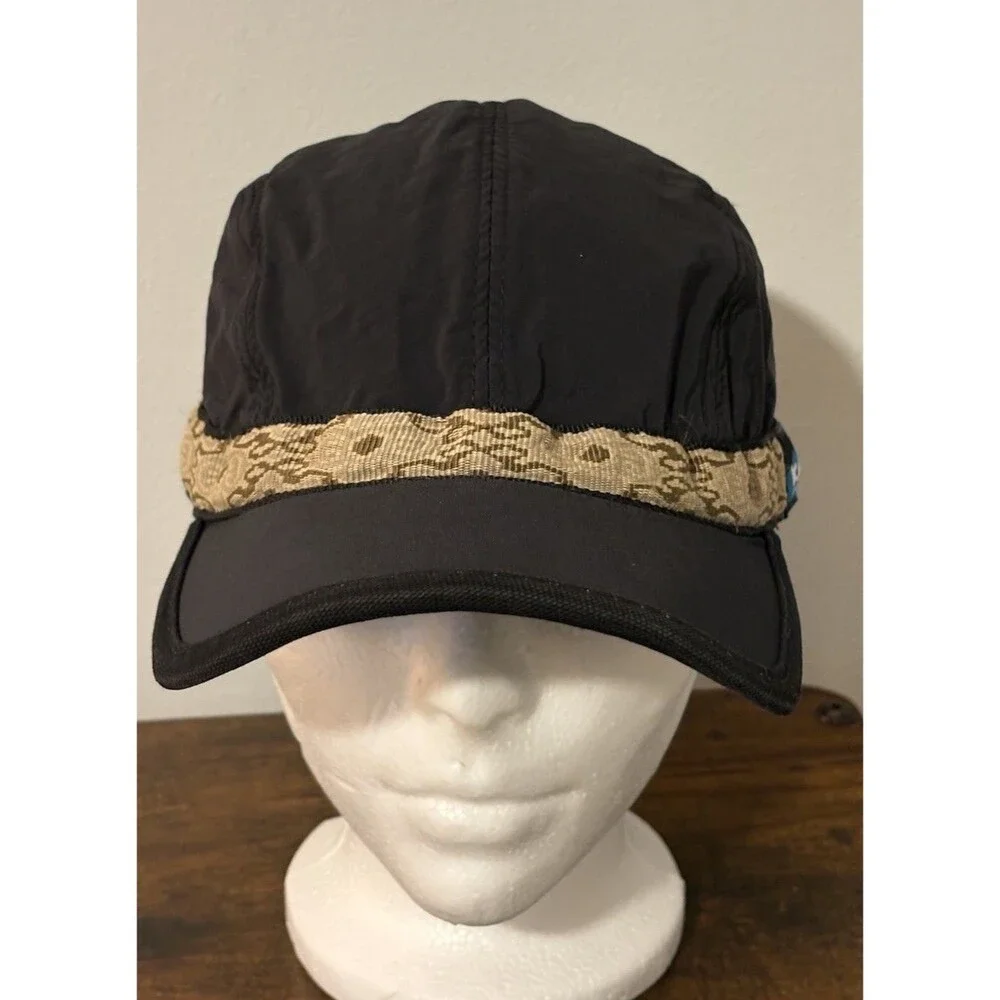 Kavu Synthetic Strapcap Hat Cap Size Medium Black Beige Trim 4 Panel Sports USA